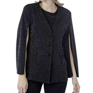 NEW Guillaume Black Silver Sparkle Open Sleeve Blazer Size XS (bin 1Z)